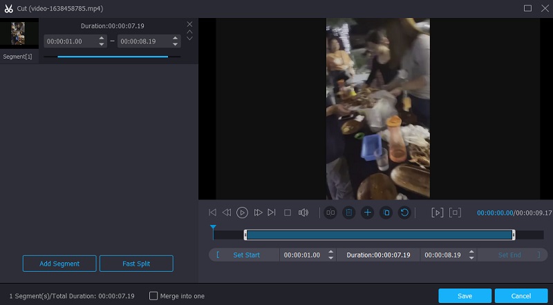 トリミングセクションへ進む Vidmore