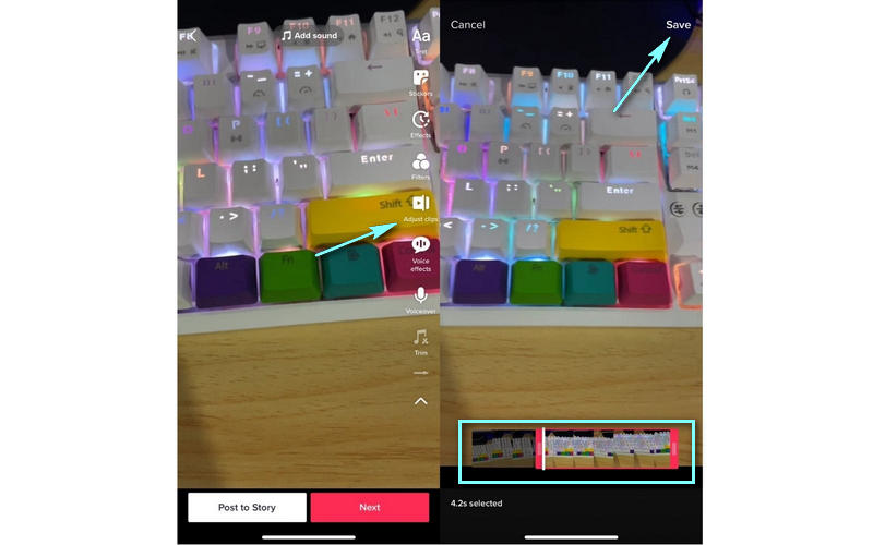 TikTok クリップカット