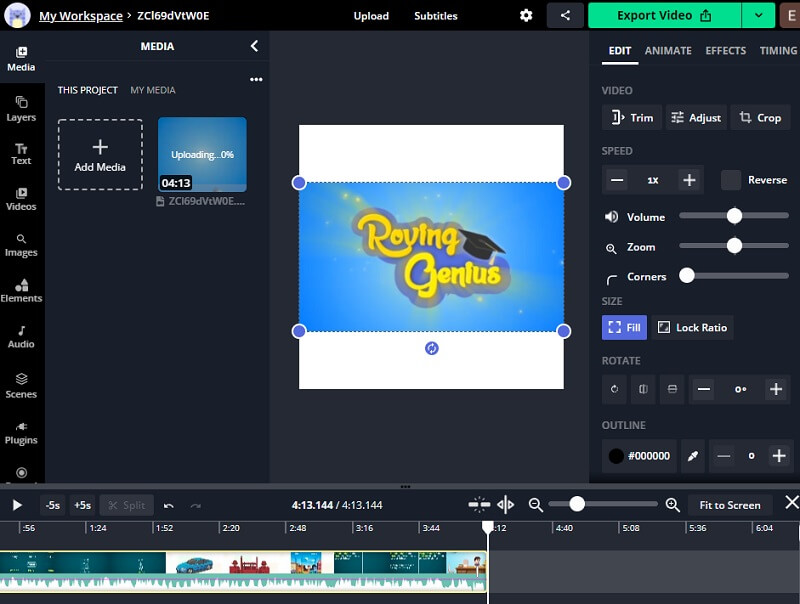 Kapwingで動画をトリミング