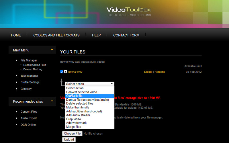 Video Toolbox WMV をカット