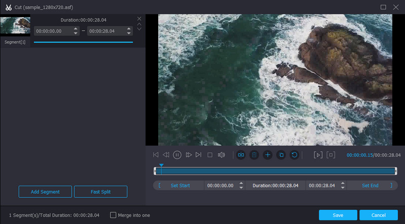 Vidmoreカット画面インターフェース