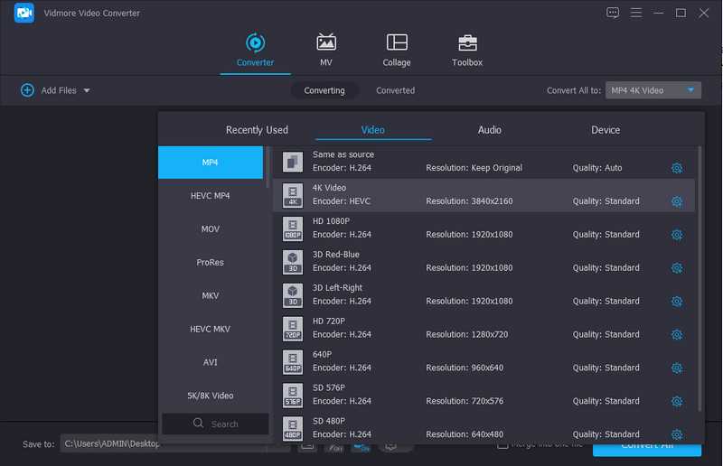 Vidmore 対応フォーマット