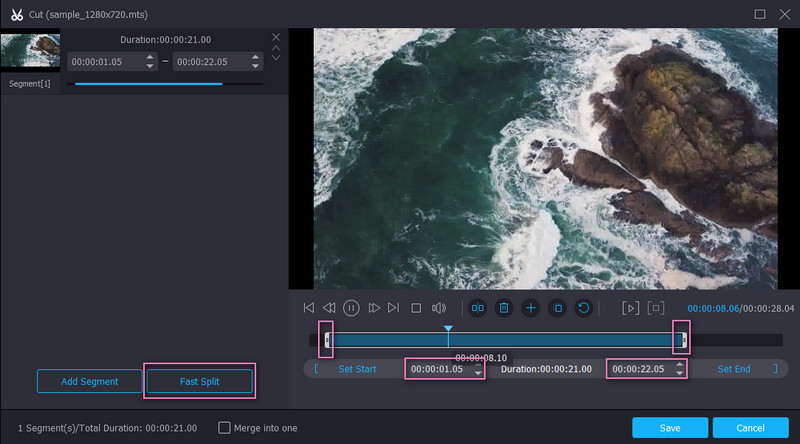 VidmoreでMTSをトリム