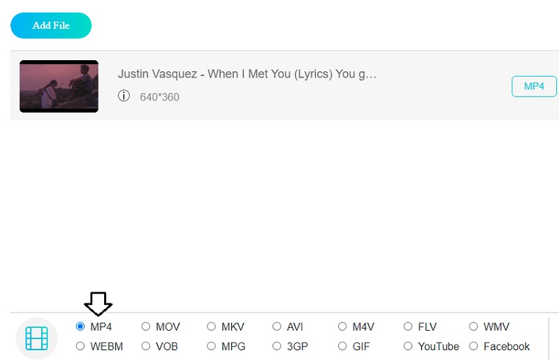 MP4を追加 Vidmore Online