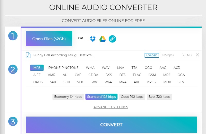 AC3をDTSに変換 Online Audio Converter