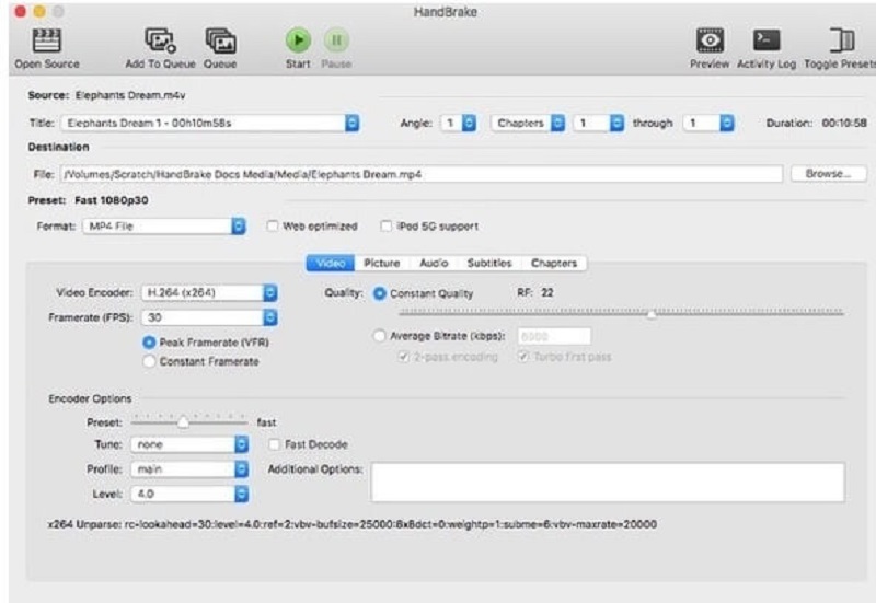 MP4 を SWF に変換 HandBrake