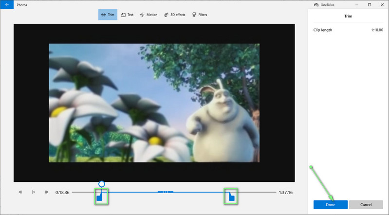 フォト 動画をトリミング
