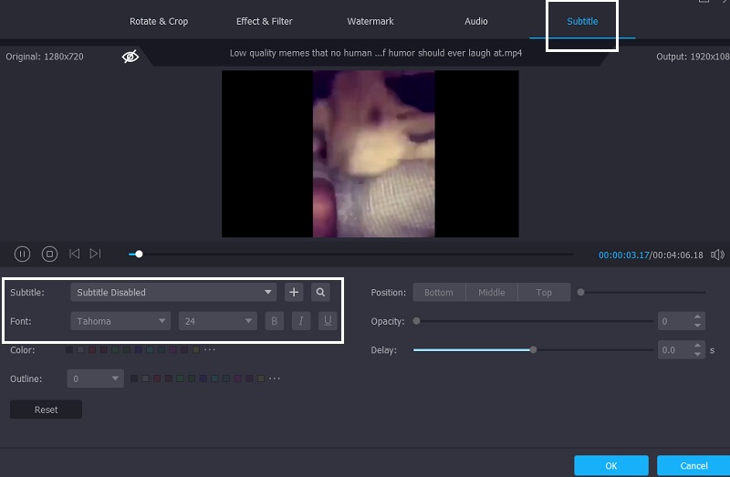 Vidmore で M4V に字幕を追加