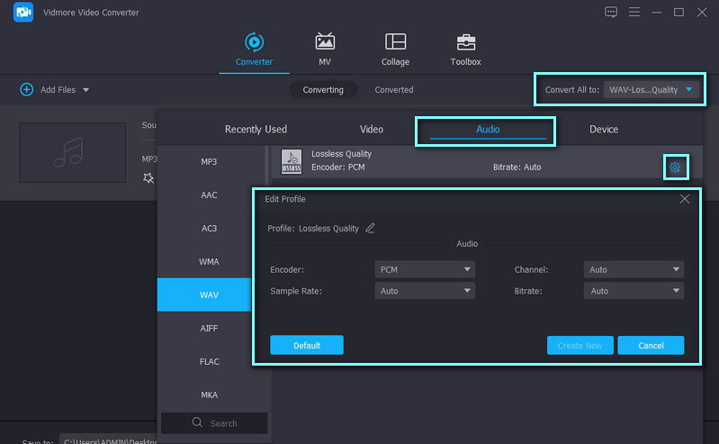 Vidmore プロファイルをカスタマイズ