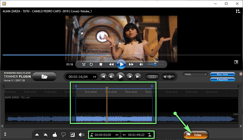 WMP 動画トリミング