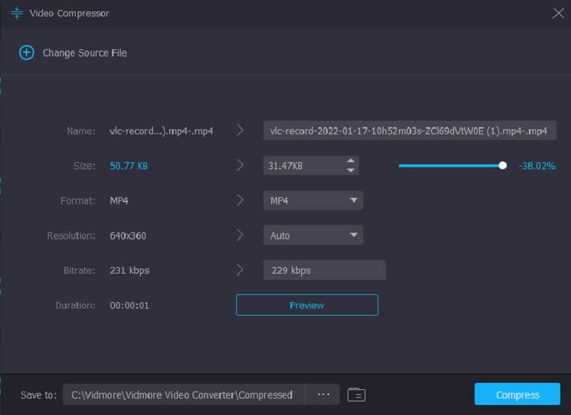 MP4 を圧縮（Vidmore）