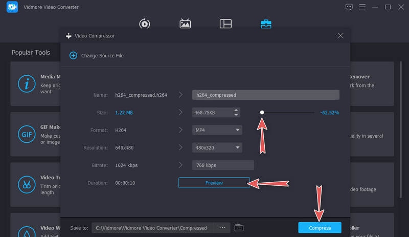 設定をカスタマイズして動画を圧縮