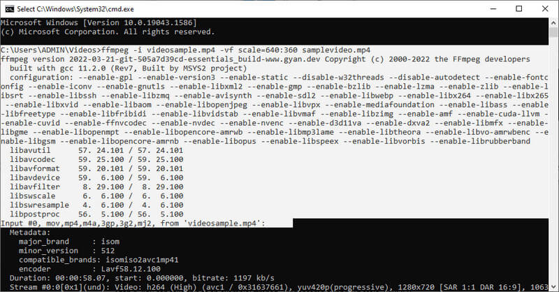 FFMPEG で動画をリサイズ