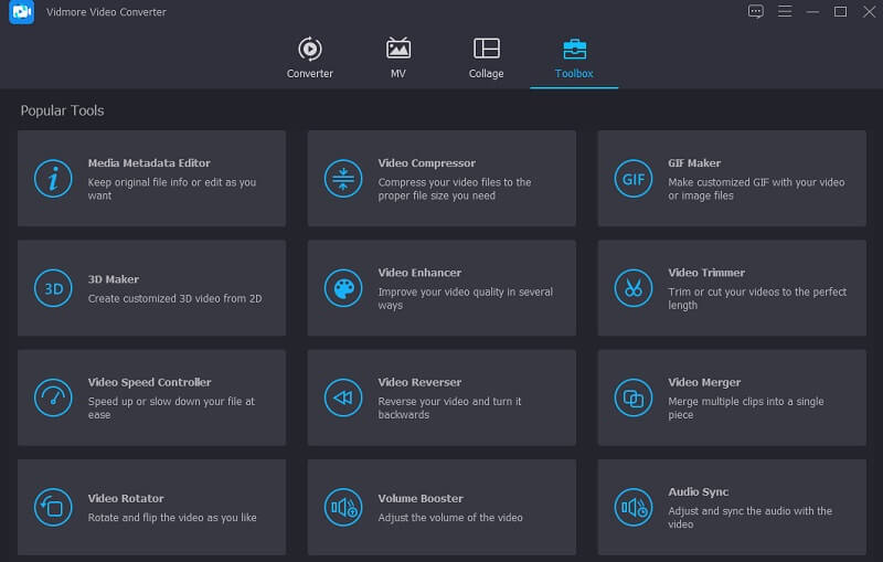 Vidmore のツールボックスに移動