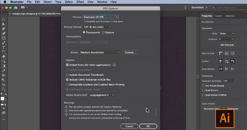 Illustrator EPS 書き出し