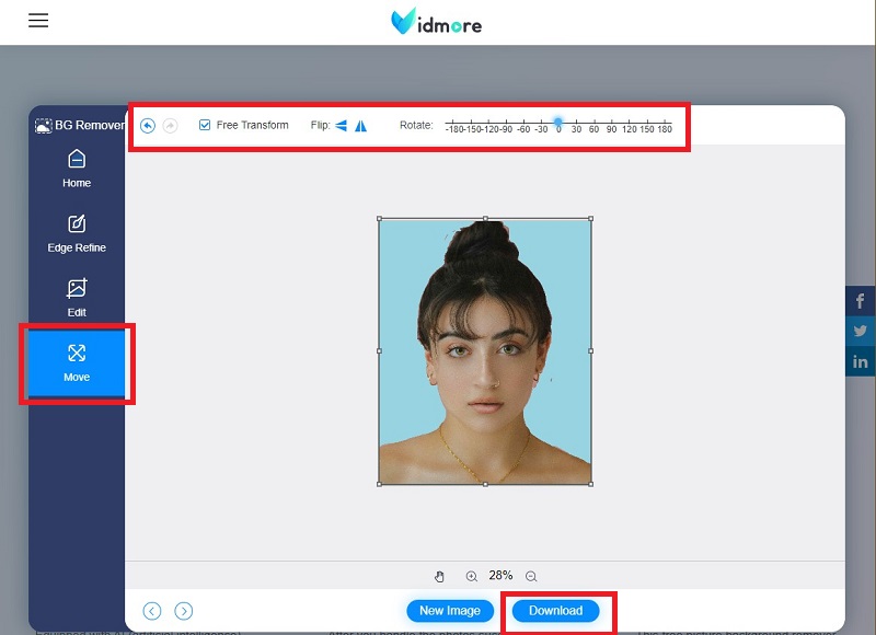 Vidmore 画像位置調整画面
