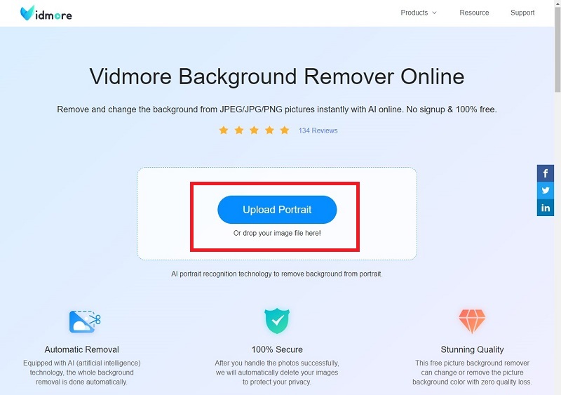 Vidmore Bro 写真をアップロード