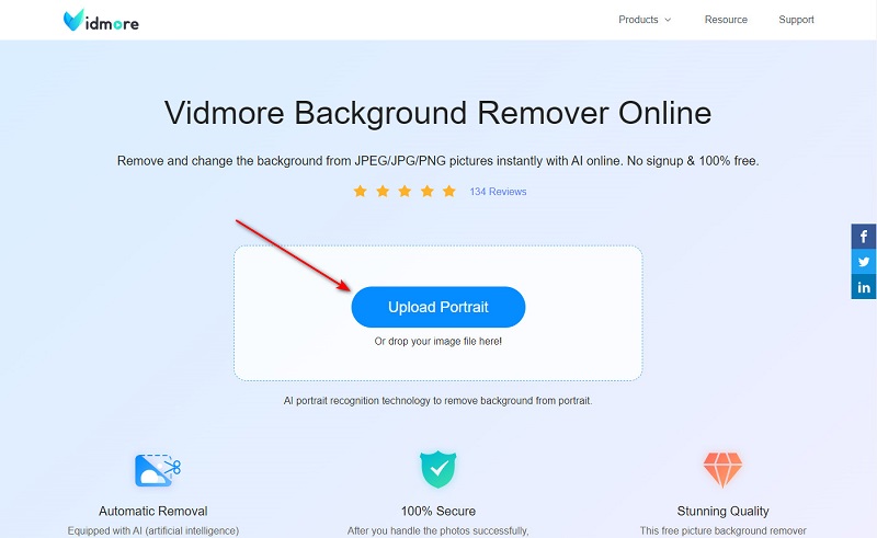 Vidmore Bro 写真のアップロード