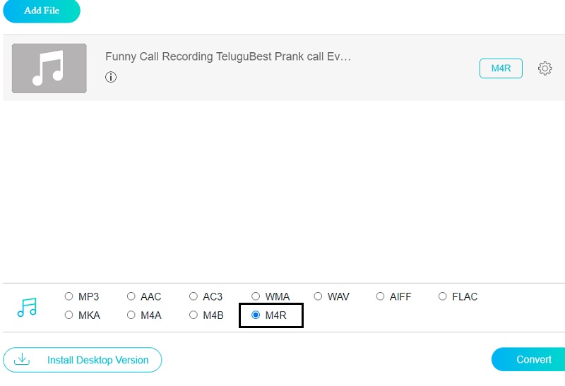 M4R を選択 Vidmore オンライン