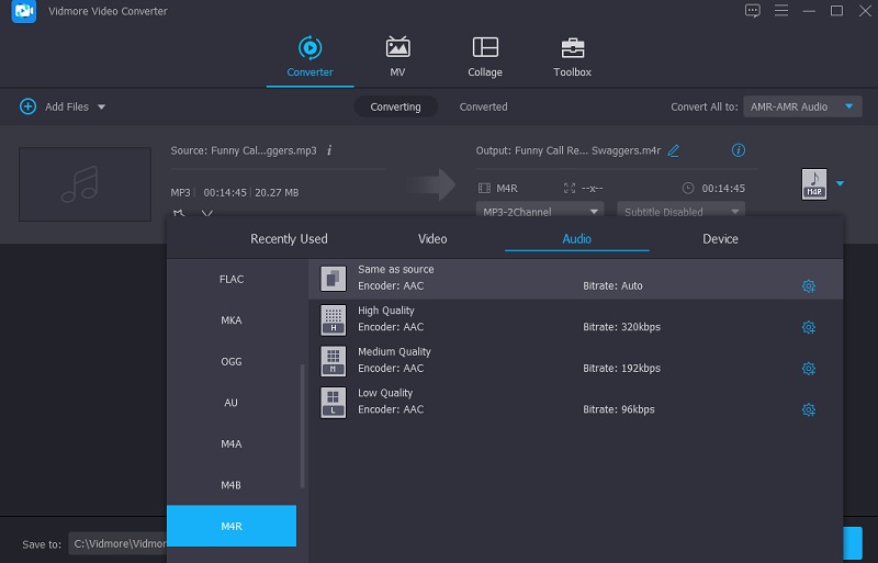 M4R を選択 Vidmore