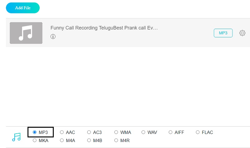 Vidmore オンラインで MP3 を選択