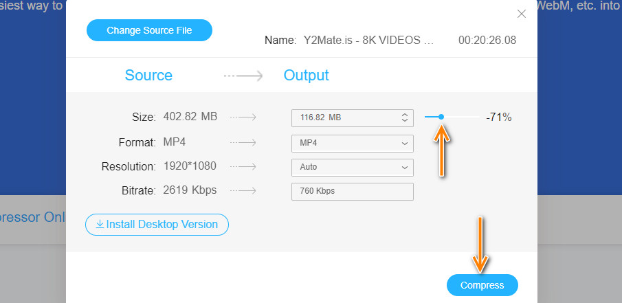 オンラインで動画を圧縮