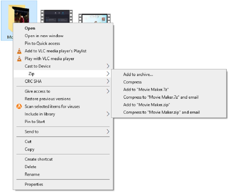 動画を ZIP で圧縮