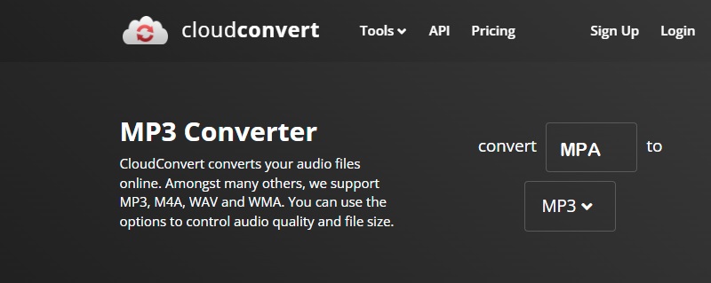 CloudConvert で MPA を MP3 に変換