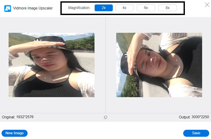 Vidmoreで倍率を選択