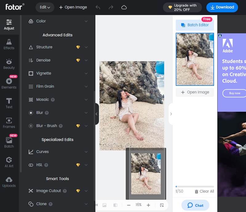 画像解像度向上ツール Fotor