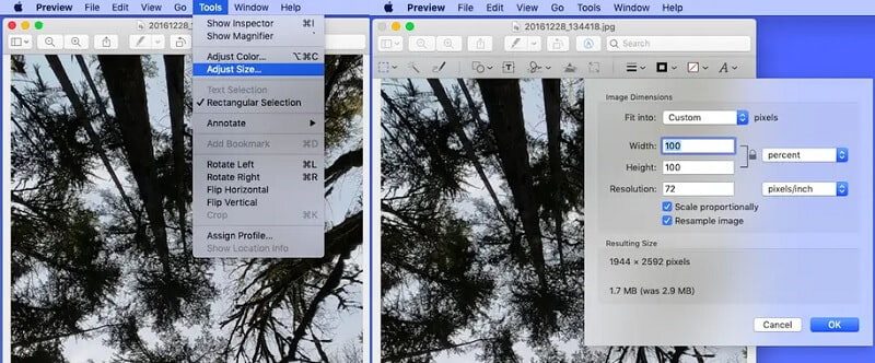 Mac のプレビューで画像を拡大