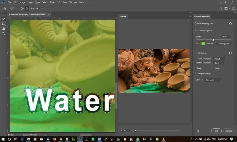 Photoshop でウォーターマークを削除