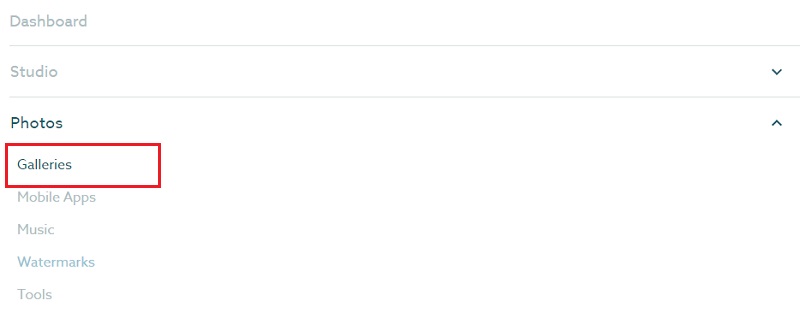 Shootproof ギャラリーを選択