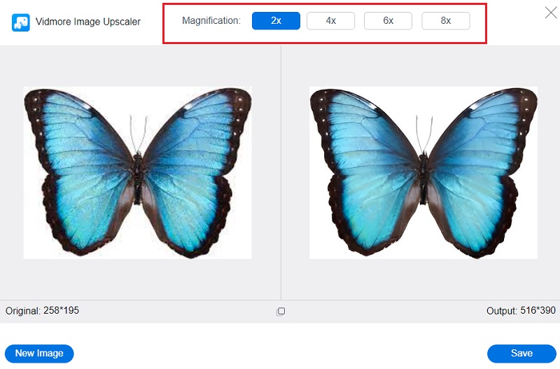 Vidmoreで倍率を選択