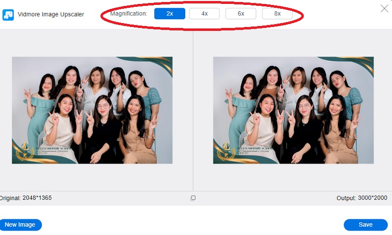 Vidmoreでサイズを選択