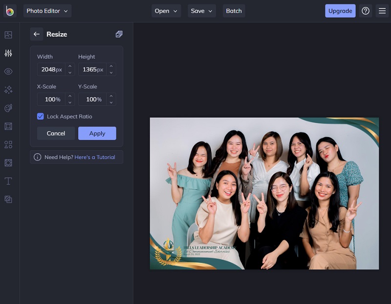 BeFunkyで画像サイズを変更