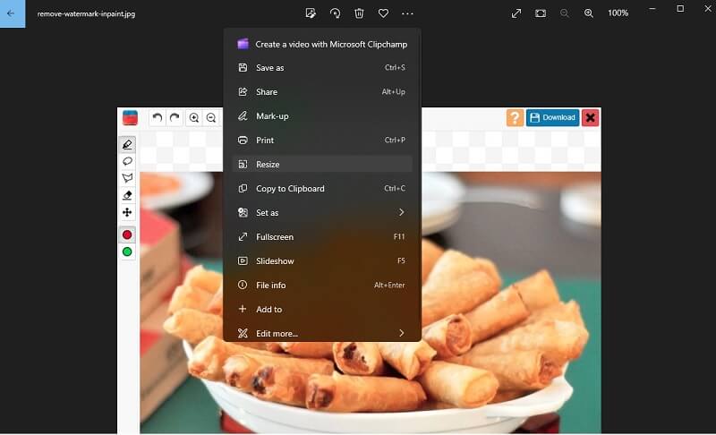 フォトアプリで画像をリサイズ