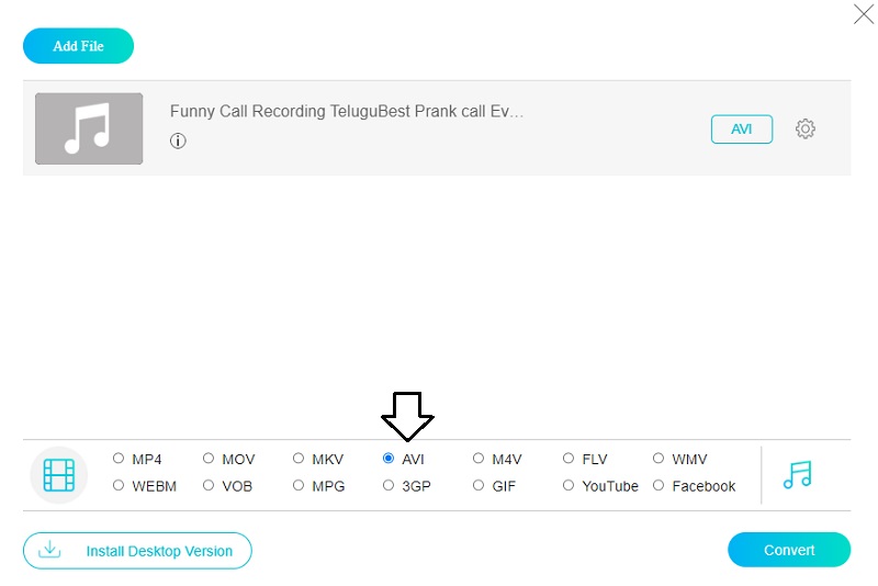 M4AをAVIに変換 オンライン Vidmore