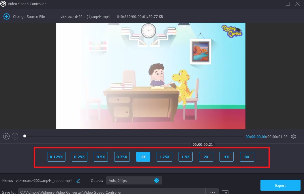 Vidmore用プリセットを選択