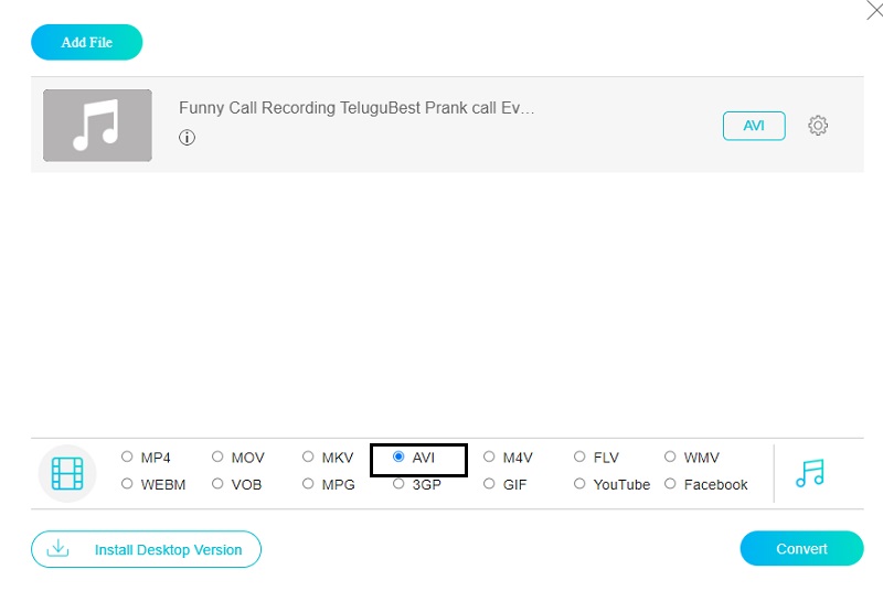 オンラインで AVI に変換 Vidmore