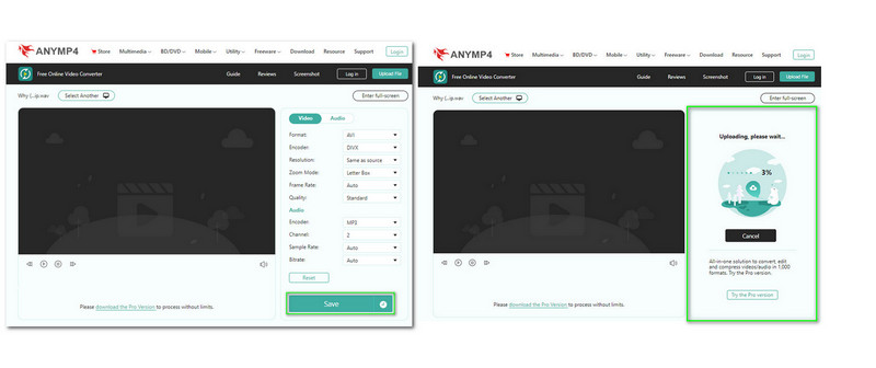 OGG を AVI に変換 AnyMP4 保存