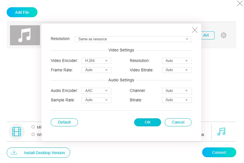 M4AをAVIに変換 オンライン AnyConv