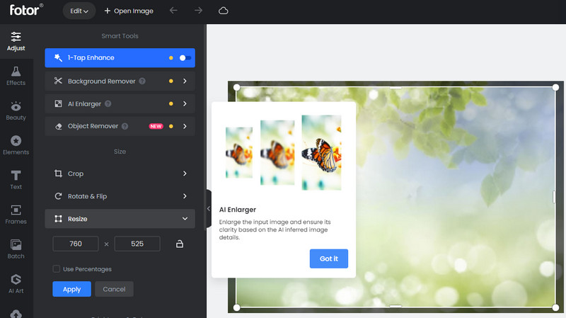 Fotor 画像アップスケール
