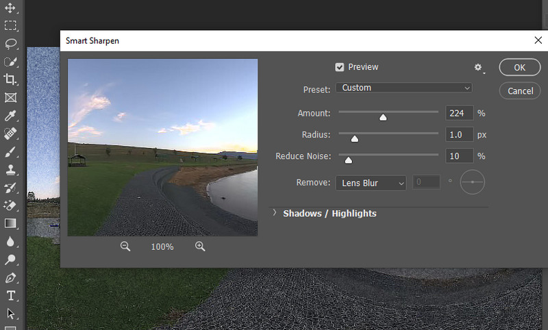 粒状感のある写真をシャープにする