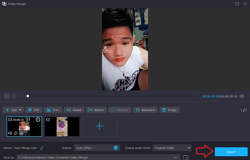 クリップを書き出し　Vidmore