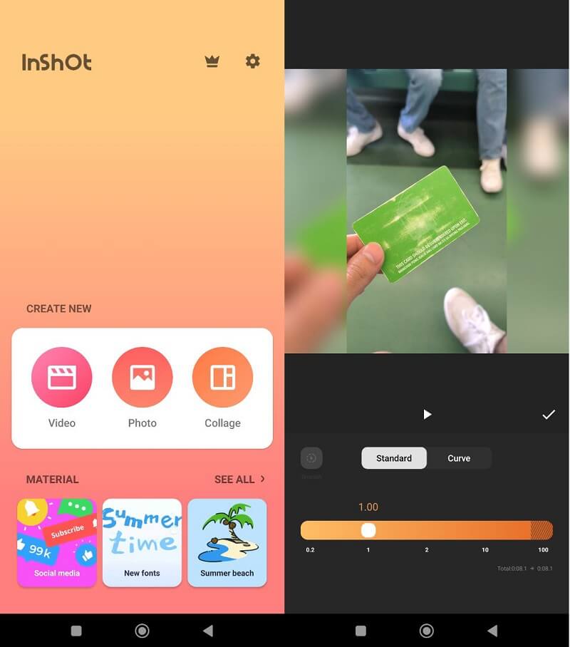 InShot でスピードアップ