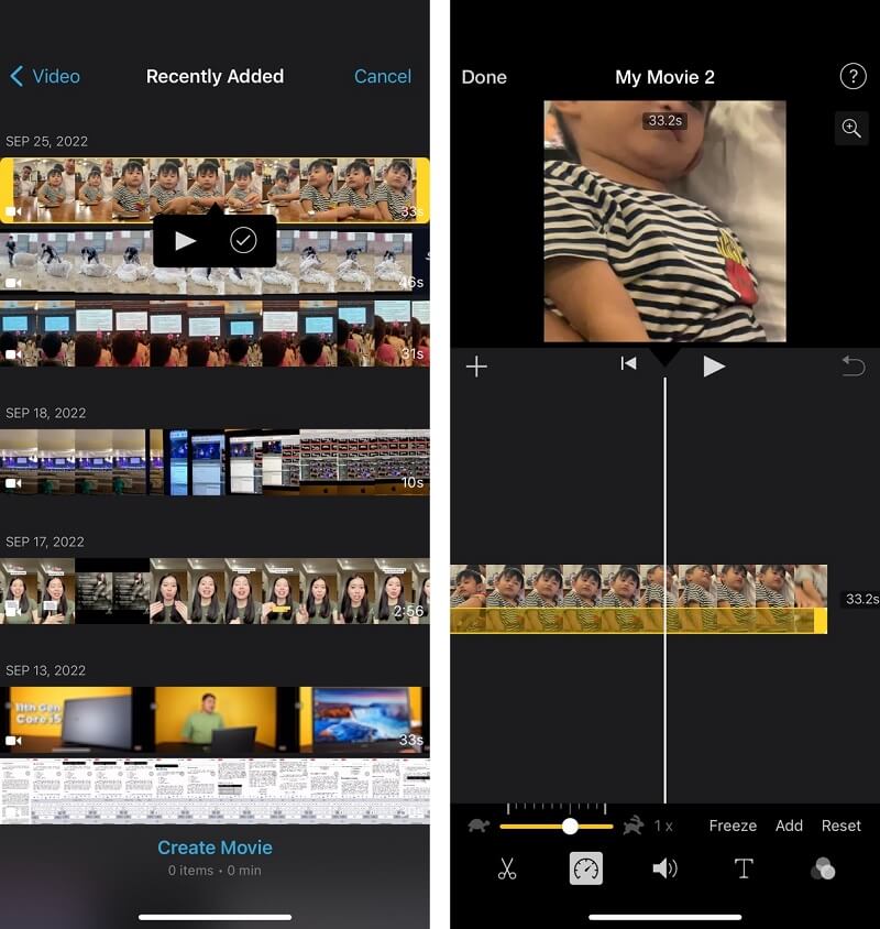 iMovieをスロー再生にする