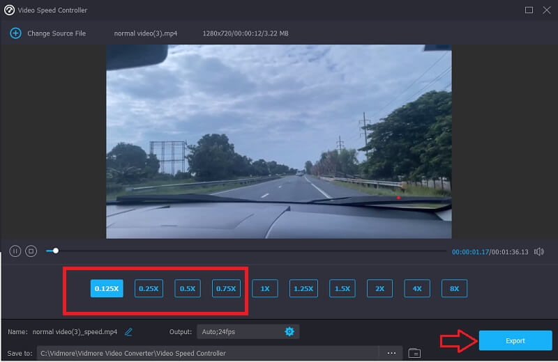 Vidmoreで動画をスロー再生にする