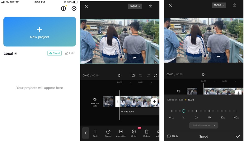 動画をスローダウン CapCut
