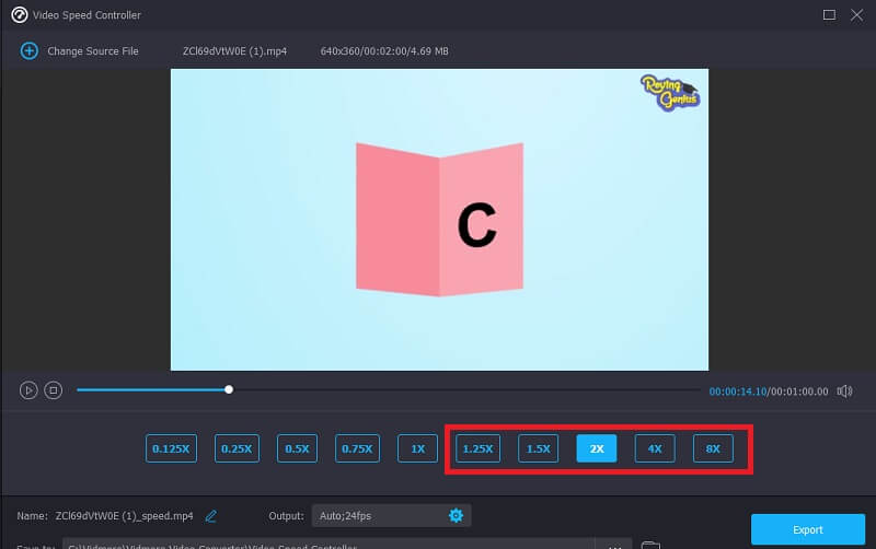 エクスポート Vidmore iMovie動画の速度調整